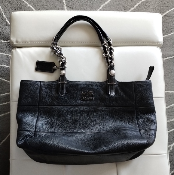 Coach Pebbled Leather Madison Tribeca East West Bag with Chain Strap Handles - Picture 11 of 16